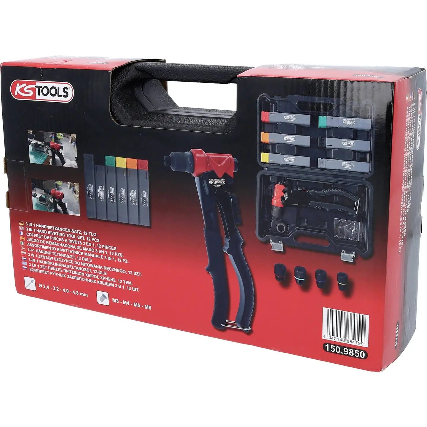 B-Ware Ks Tools Handnietzange Nietzange Set 3in1 Blindnietzange Nietmuttern 12 Teilig - 4042146884799