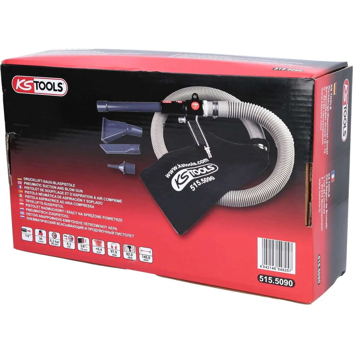 B-Ware Ks Tools Druckluftpistole 515.5090 Blaspistole Sauger Reinigung Beutel 6.3 Bar  - 4042146548257
