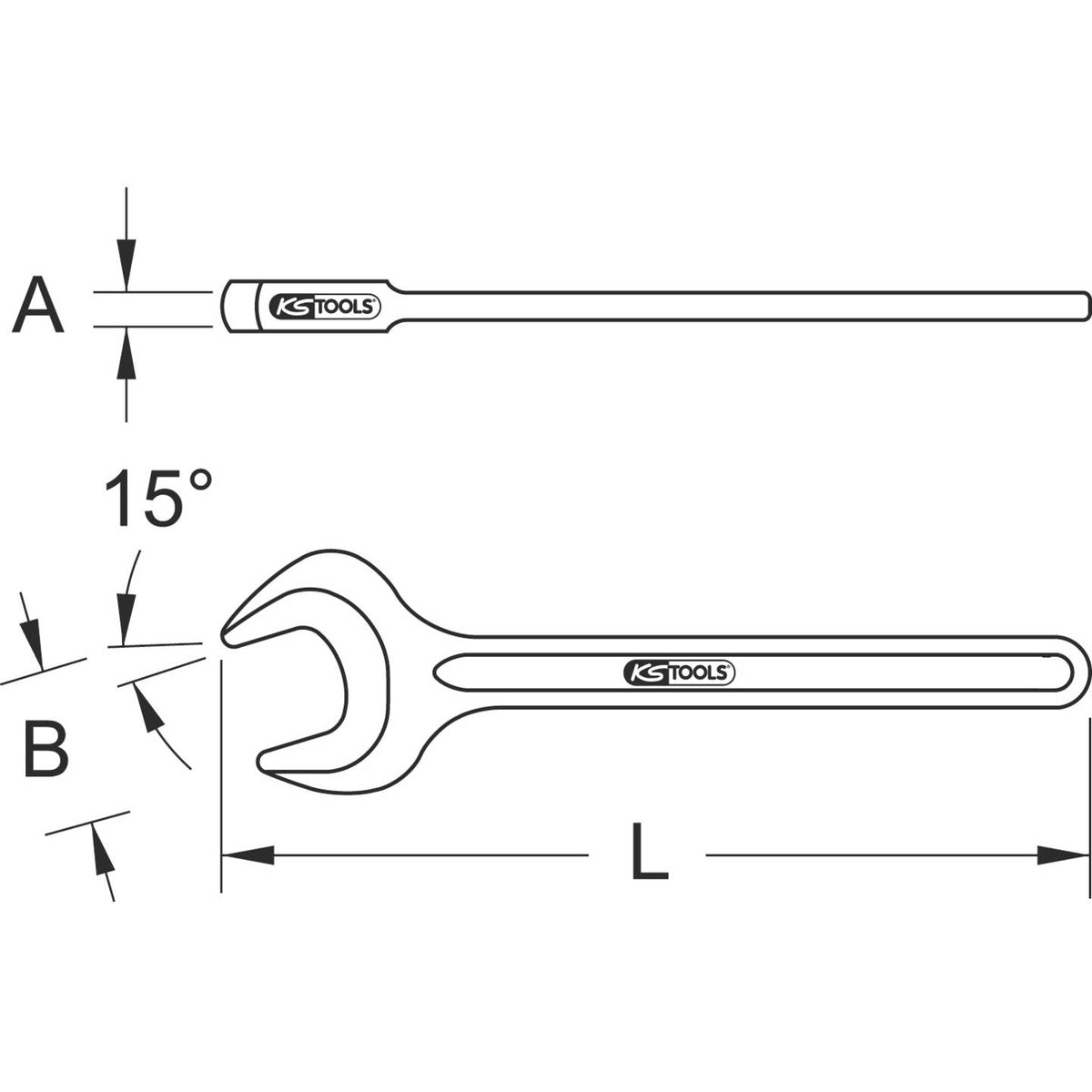 KS Tools BRONZEplus Einmaulschlüssel Maulschlüssel 38 mm Aluminium Werkzeug - 4042146526187