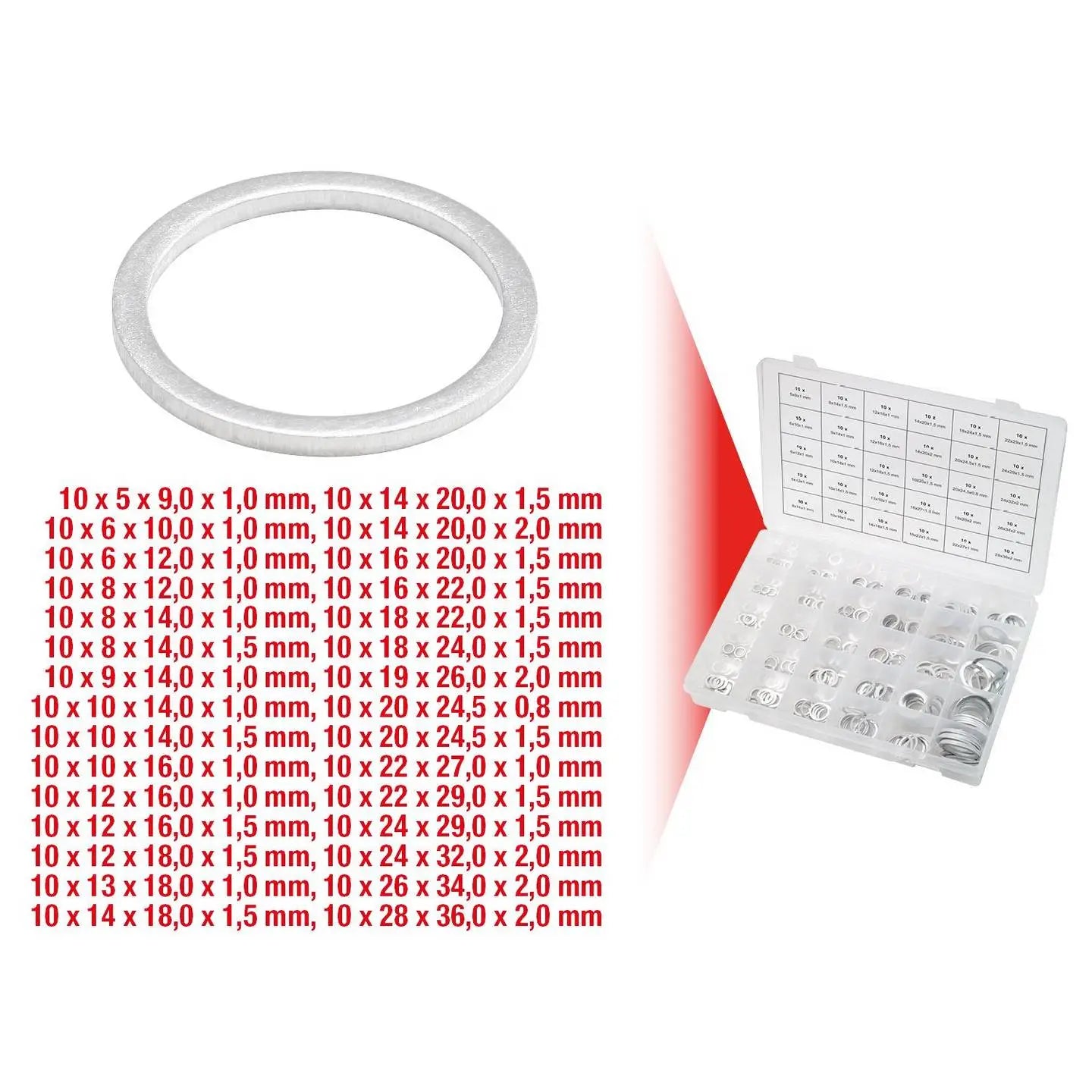 B-Ware Ks Tools Alu Dichtringe Sortiment Dichtungssatz M5 Bis M28 Kunststoffkoffer - 4042146478264