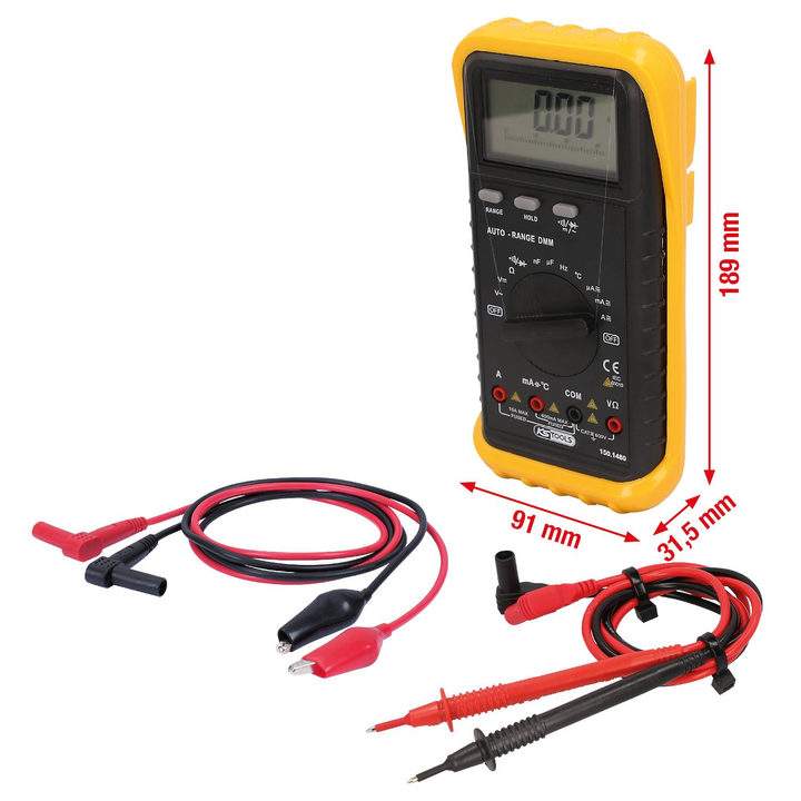 Ks Tools Hand Multimeter Digitalgerät Multimeter Prüfspitzen Messgerät Gelb B-Ware - 4042146377833