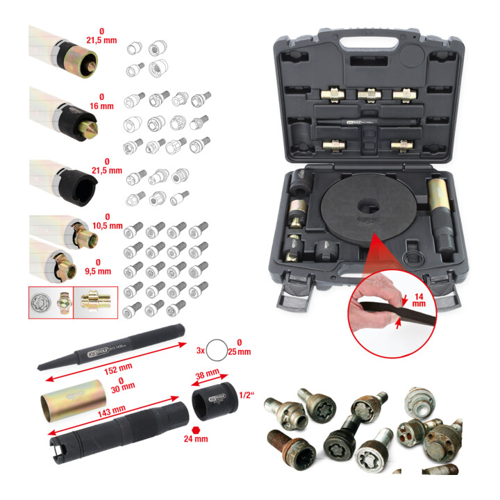B-Ware Ks Tools Felgenschloss Demontage Satz Felgenschlüssel Adapter 15tlg Radsicherung