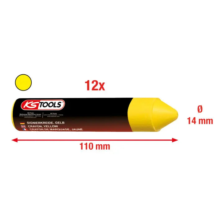 B-Ware Ks Tools Signierkreide Markierstift Gelb Kreide Nicht Verwischbar 12er Pack - 4042146204528