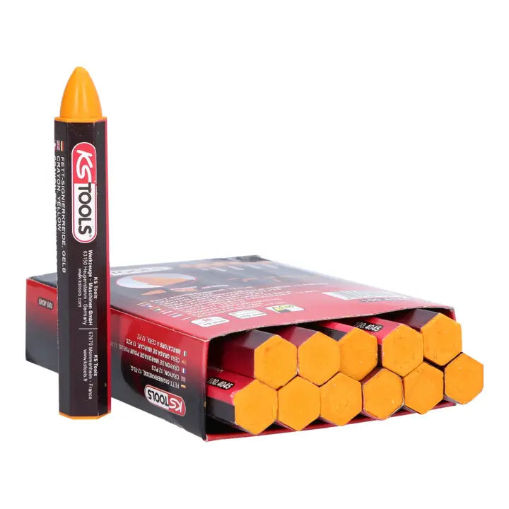 B-Ware Ks Tools Signierkreide Markierstift Gelb Kreide Nicht Verwischbar 12er Pack - 4042146204528