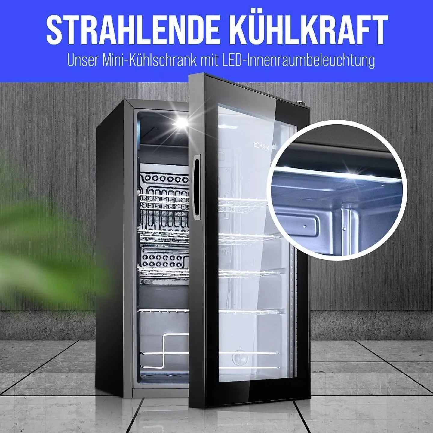 B-Ware Bomann Glas Kühlschrank Kühler Schwarz 43cm E 63 L Getränkekühler Ksg 7287 74,5cm - 4004470728712