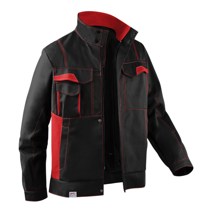 B-Ware Kübler Jacke Arbeitsjacke Image Dress Jacke Schwarz Mittelrot Größe 29