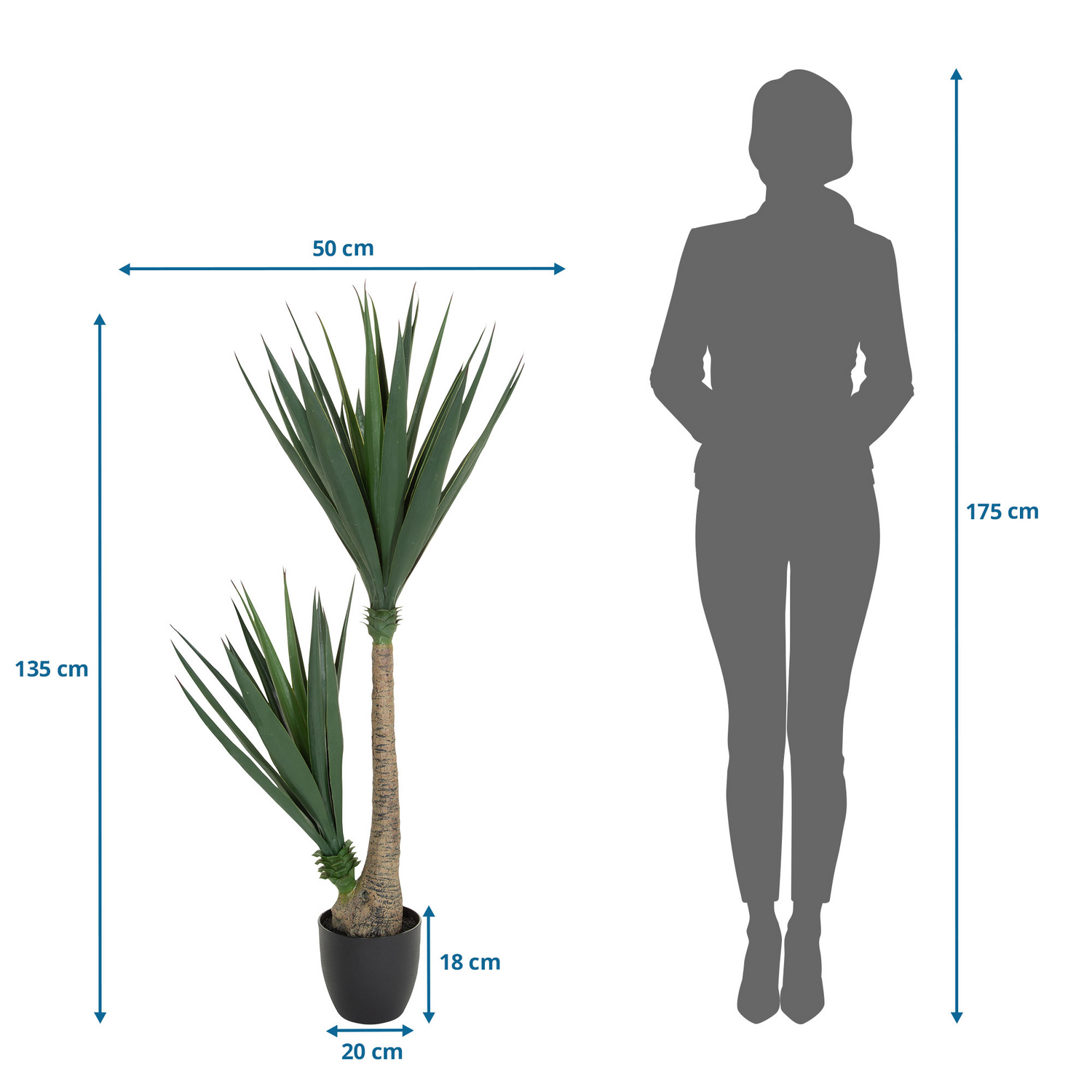 Hjh Office Kunstpflanze Yucca Palmlilie Palme Grün 135 Cm Kunstpalme Indoor  B-Ware - 4064323007364
