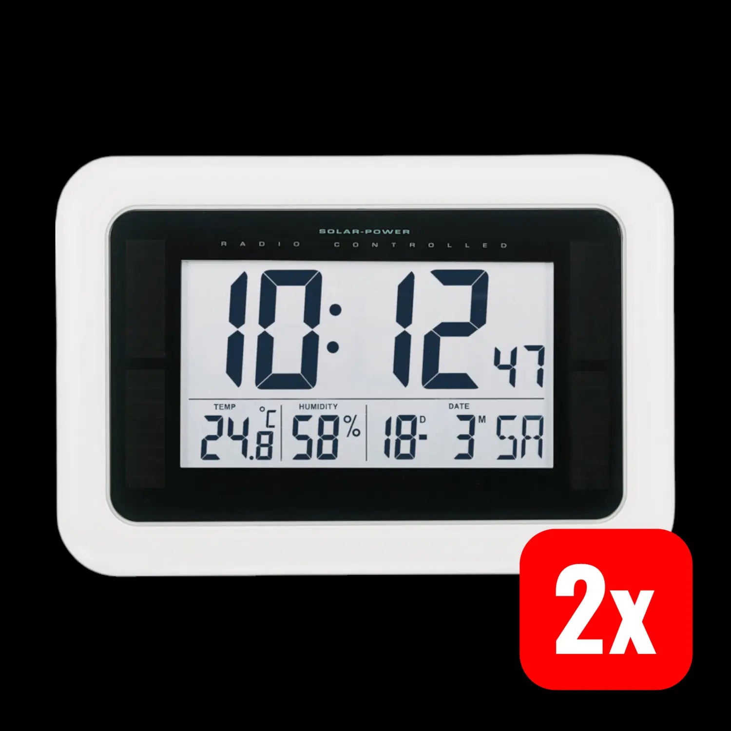 B-Ware Solar Funk Wanduhr Dcf77 Funk Wanduhr Uhr Digital 280 X 190 X 23 Mm Weiß 2 Stück - 4064161202440