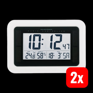 B-Ware Solar Funk Wanduhr Dcf77 Funk Wanduhr Uhr Digital 280 X 190 X 23 Mm Weiß 2 Stück