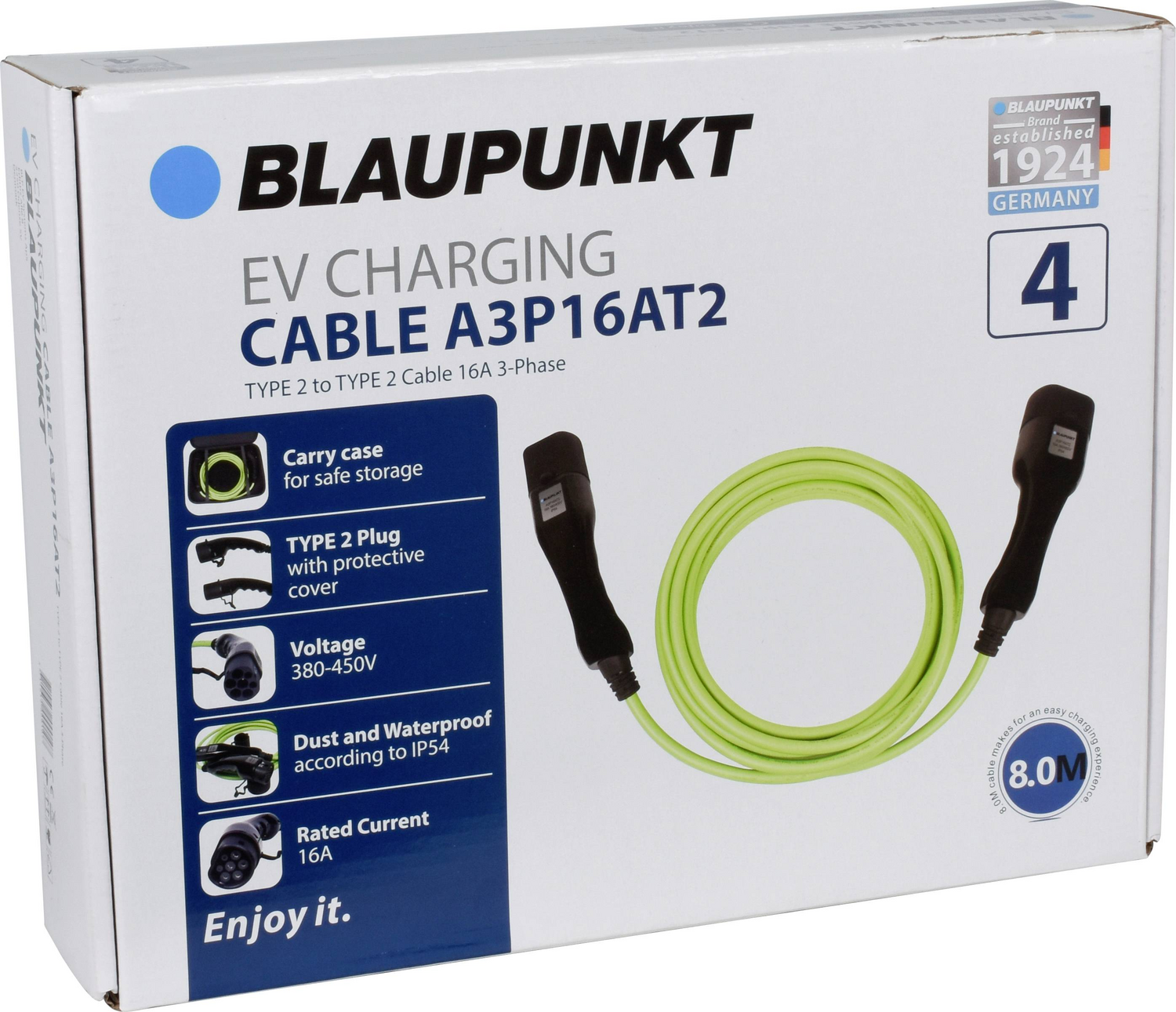 B-Ware Blaupunkt A3 P16 At2 E Mobility 8 M Ladekabel Stromkabel Autoladekabel Strom Kabel - 5714652000107