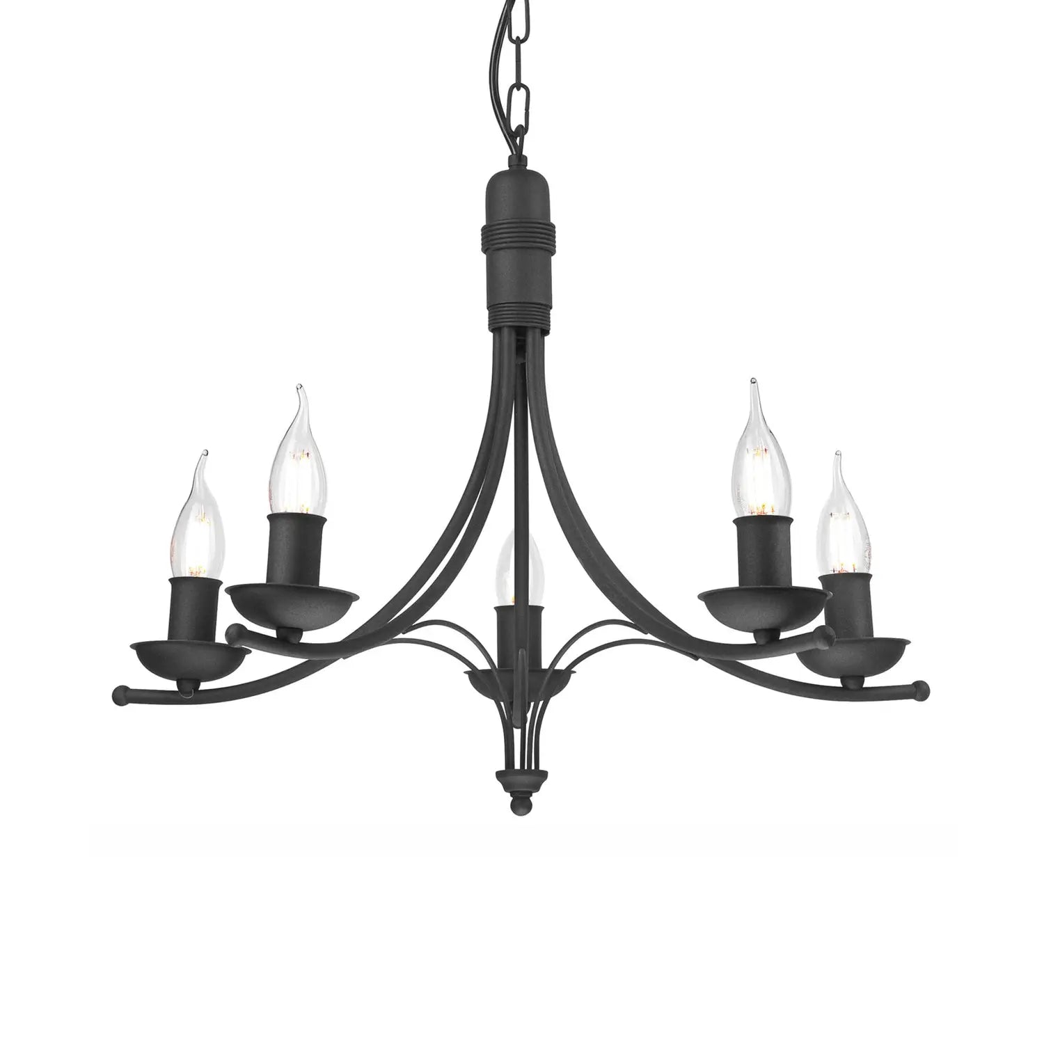 B-Ware Lamkur Kronleuchter Kandela Schwarz Stahl 5 Flammig E14 Dimmbar Leuchte 58 Cm - 5907687444101