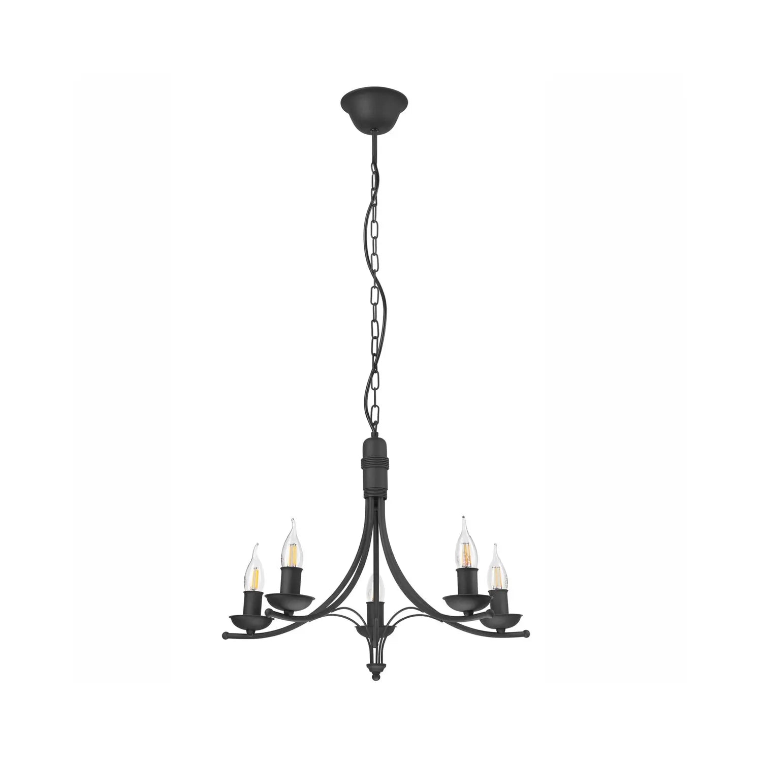 B-Ware Lamkur Kronleuchter Kandela Schwarz Stahl 5 Flammig E14 Dimmbar Leuchte 58 Cm - 5907687444101