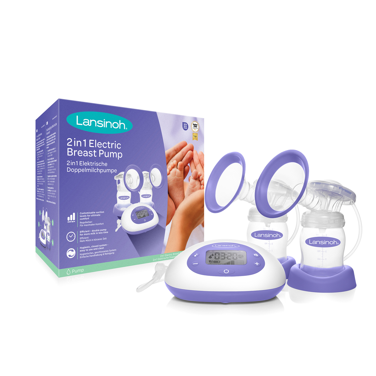 Lansinoh 2in1 elektrische Milchpumpe Brustpumpe Muttermilchpumpe BPA-frei685 - 5060062999976