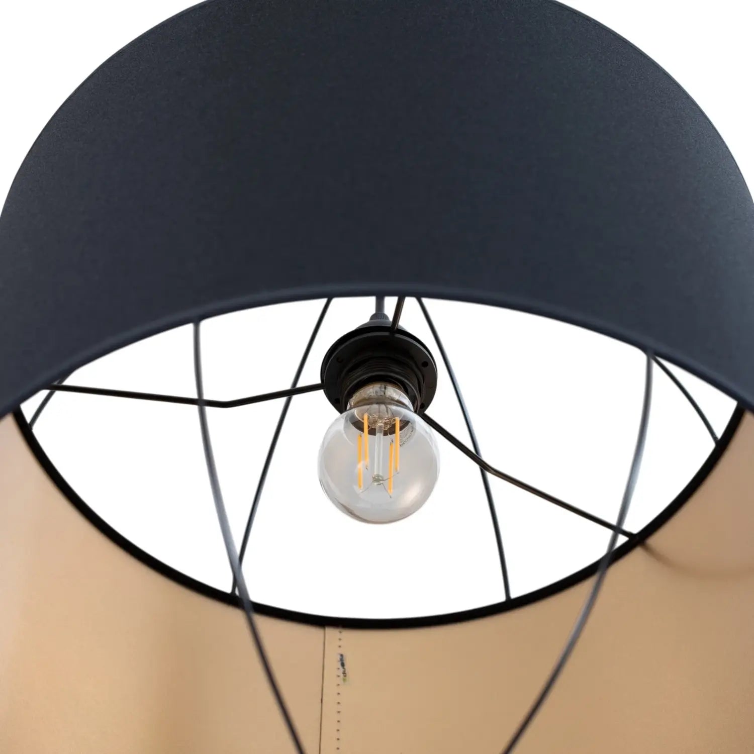 B-Ware Lantern Pendelleuchte Hängelampe Schwarz Gold Stoff E27 - 5905317606943