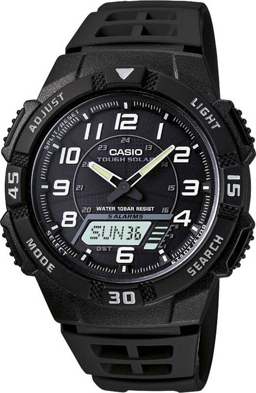 Casio Armbanduhr analog 24H + Uhr Herrenuhr Kalender Herren-Armbanduhren Schwarz - 4971850948179