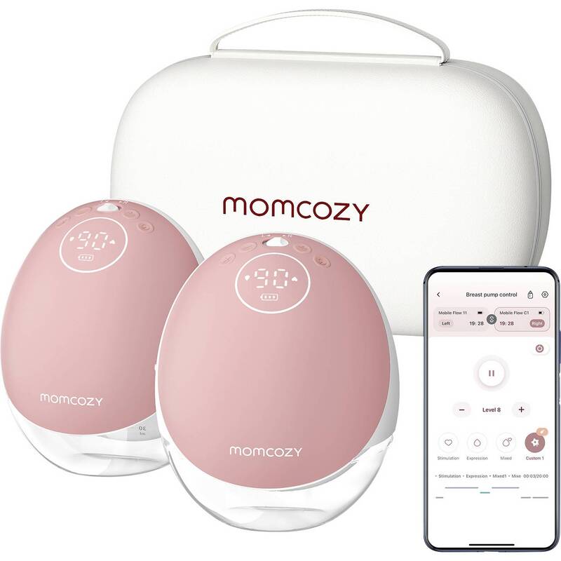 Momcozy Milchpumpe Mobile Flow M9 Akkupumpe 2 Stück Hautfreundlich Weiß Pink - 0762765367858
