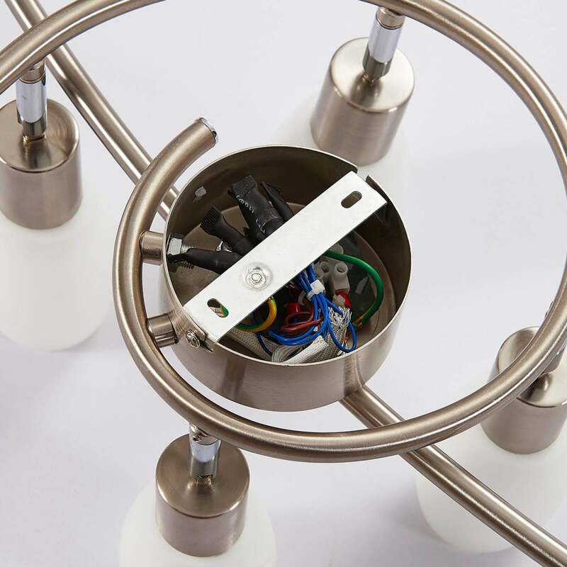 Lindby Deckenleuchte Strahler Arda Glas Nickel E14 sechsflammig Wohnraum Beleuch - 4251096530933