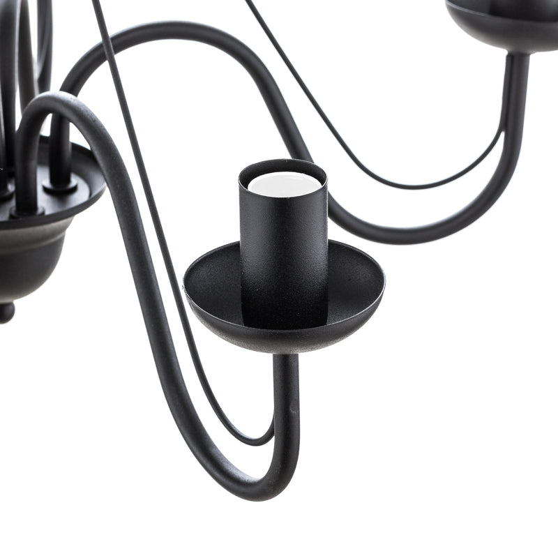 Euluna Kronleuchter Lampe Leuchte Wohnzimmerlampe Malbo fünfflammig E14 Schwarz - 5902349215174