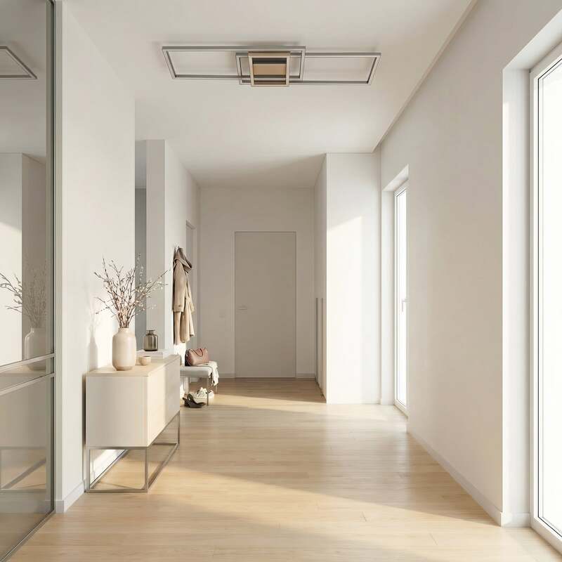 Lindby Deckenleuchte Mairin LED dimmbar CCT Fernbedienung nickel 105x25cm - 4255830900174
