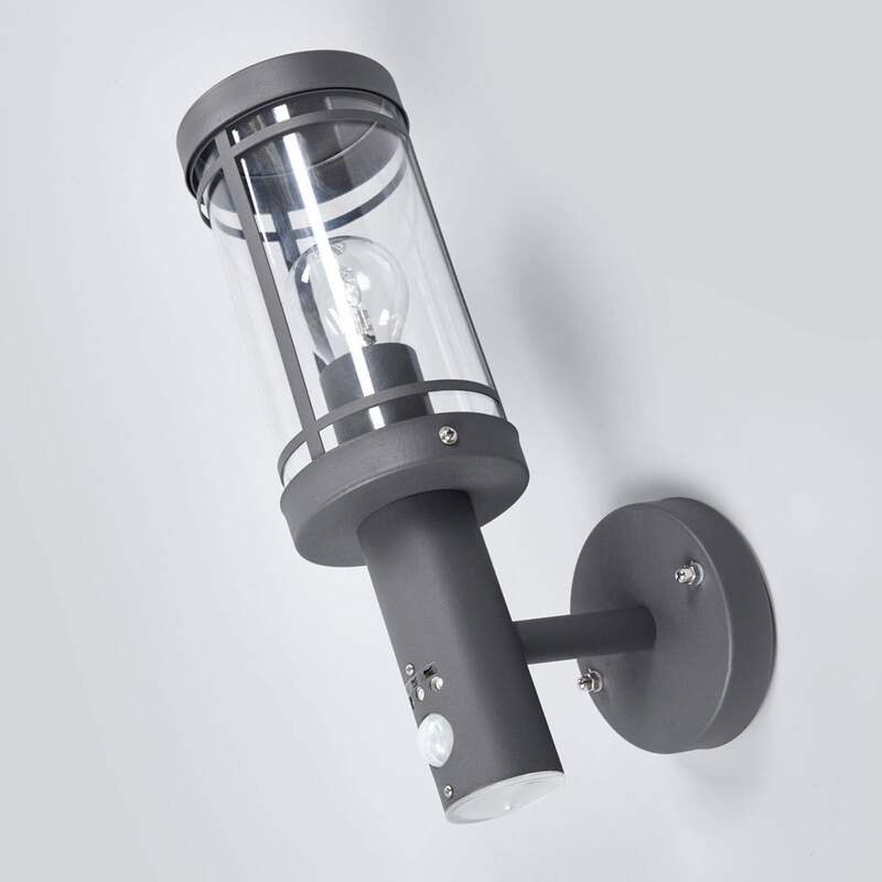 Lindby Außenwandleuchte Djori LED Gartenlampe mit Bewegungsmelder anthrazit IP44 - 4251096528688