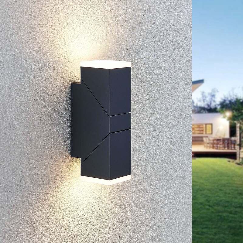 Lindby Wandleuchte Wandlampe LED Außenleuchte Sally dunkelgrau IP54 22cm - 4251096554618