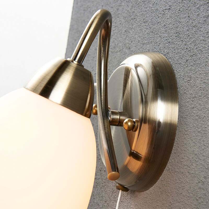 Lindby Wandleuchte Mael LED Wandlampe altmessing Zugschalter 20cm Höhe 14cm - 4251096517194