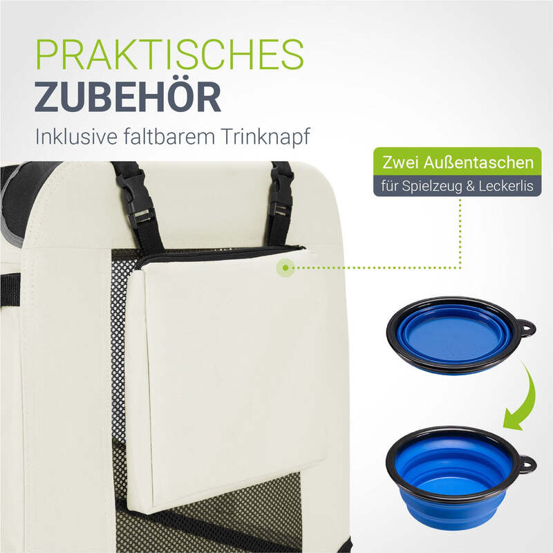 Hundebox Auto faltbar Lassie Hundetransportbox Tragegriff Liegedecke Beige 50x70 - 4260304769935