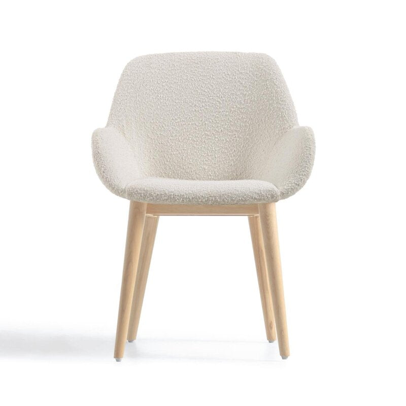 Kave Home Esszimmerstuhl Sessel Stuhl Weiß Bouclé Eschenholz SIEHE TEXT/FOTO670 - 8433840706825