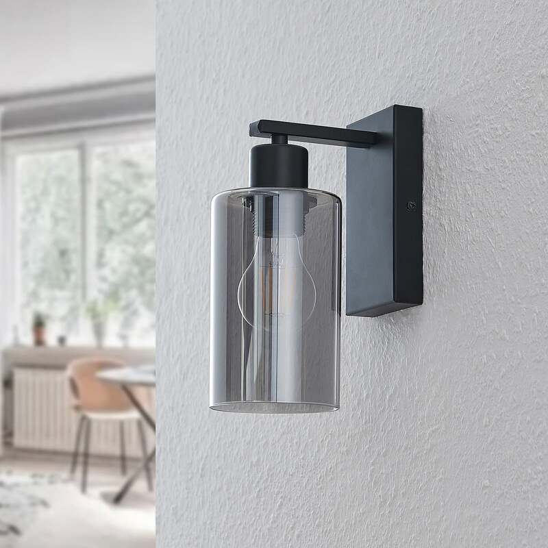 Lindby Wandleuchte Emavi LED Wandlampe dimmbar schwarz rauchgrau 23cm Höhe - 4251911711578