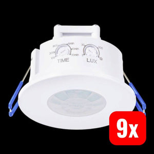 9x B-Ware Sygonix PIR-Bewegungsmelder Decke 360° Relais IP20 Innenbereich Weiß 600W