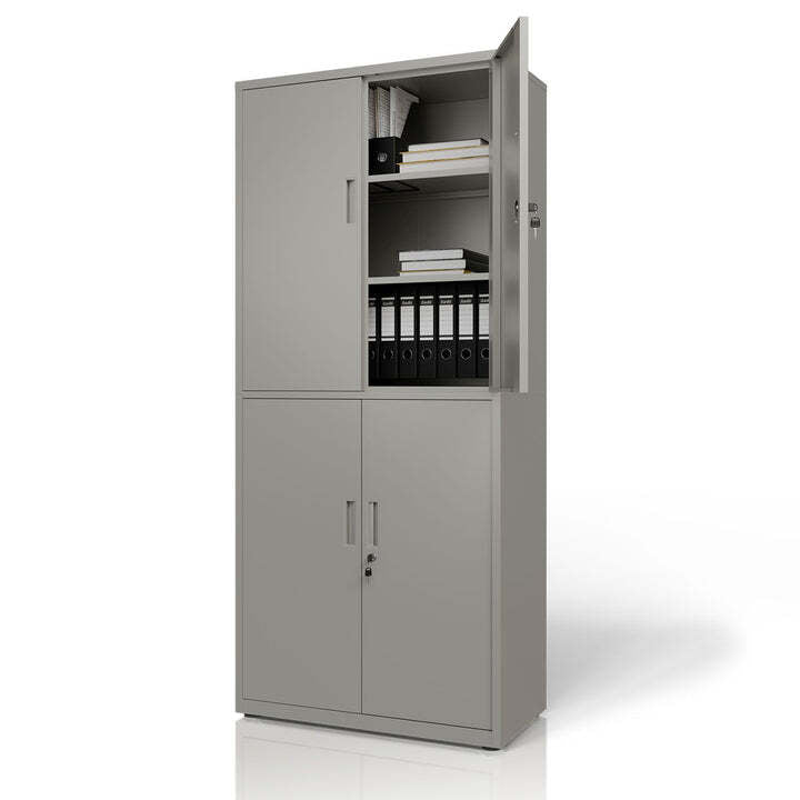 Aktenschrank Metall Büroschrank mit Cam-Lock Schloss 3 Einlegeböden 2 Schlüssel - 4262437186689