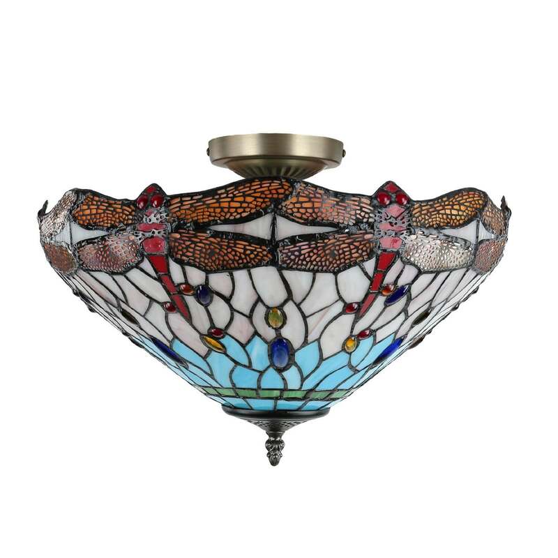 Searchlight Deckenlampe New York Decken-Lampe Deckenlicht im Tiffany-Stil E14 - 5013874288097