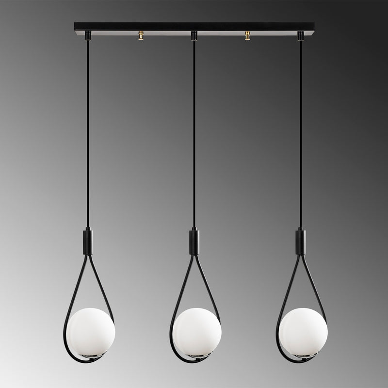 Hängeleuchte Mudoni MR-939 3-flg linear schwarz Opalglas dimmbar 70 cm - 8681875649246