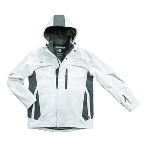 B-Ware Excess Winterjacke Softshell Jacke Allrounder Reflexstreifen Kapuze Weiss Grau S