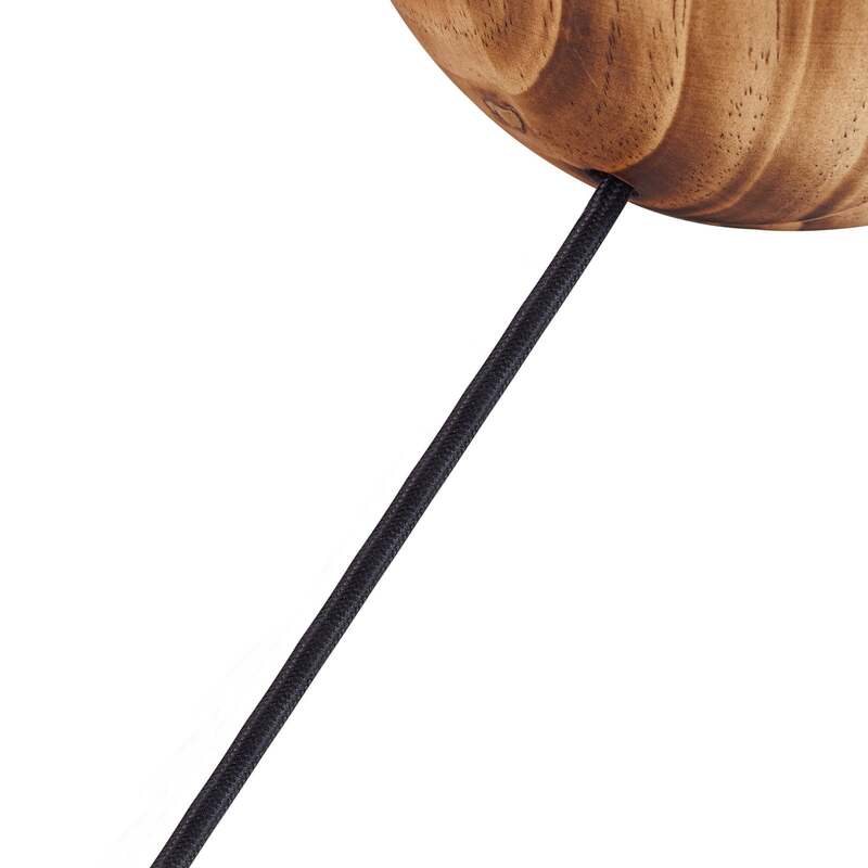 Lindby Tischleuchte Mayumi LED Lampe Leuchte Holz Textil E27 31cm hellgrau - 4251911798524