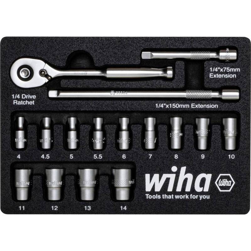 Wiha 44683 Steckschlüsseleinsatz-Set 1/4" 72 Zähne Chrom-Vanadium Stahl - 4010995446833