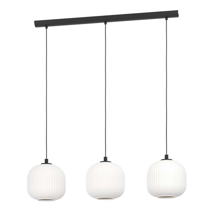 Hängeleuchte Mantunalle 120 cm schwarz/weiß 3-flg Eglo modern Glas Stahl - 9002759993672