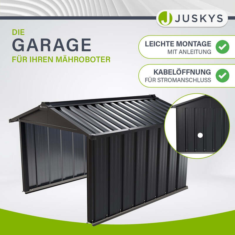 Mähroboter Garage MGMT1 aus verzinktem Stahl mit Satteldach anthrazit 98x89x63cm - 4260565522805
