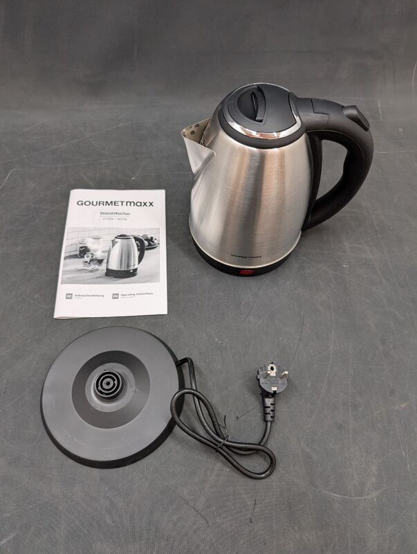 GourmetMaxx Wasserkocher schnurlos Edelstahl Schwarz Fassungsvermögen: 1.8 L - 4067522046653