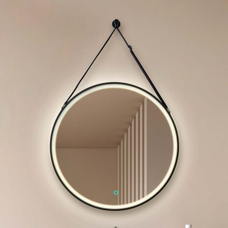 Lucande LED-Spiegel Lelin Wandspiegel Leuchte Ø45cm rund schwarz Aluminium CCT - 4251911777949
