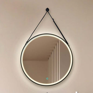 B-Ware Lucande LED-Spiegel Lelin Wandspiegel Leuchte Ø45cm rund schwarz Aluminium CCT