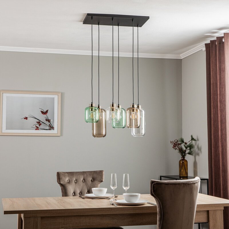 Hängeleuchte Marco Hängelampe Deckenlampe Leuchte Green 6-flg. klar grün braun - 5901780533281
