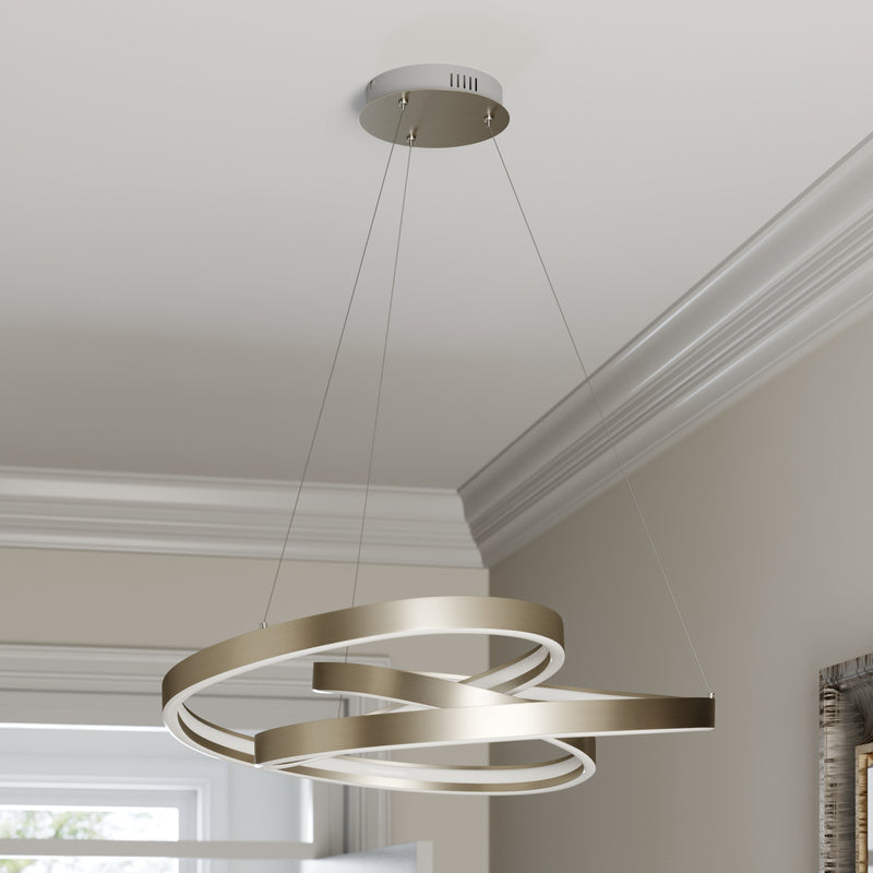 Lucande Hängeleuchte Pendelleuchte Gunbritt LED Lampe dimmbar silber Ø80cm - 4251096572681