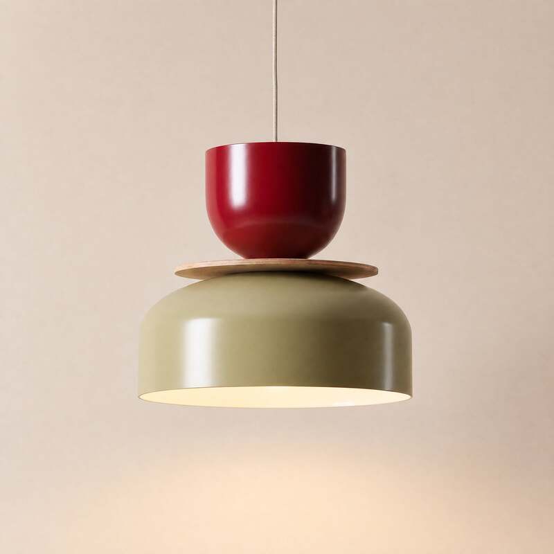 Hängeleuchte Uto beige rot 30 cm dimmbar E27 Aldex Metall satiniert - 5904798659066