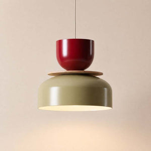 B-Ware Hängeleuchte Uto beige rot 30 cm dimmbar E27 Aldex Metall satiniert