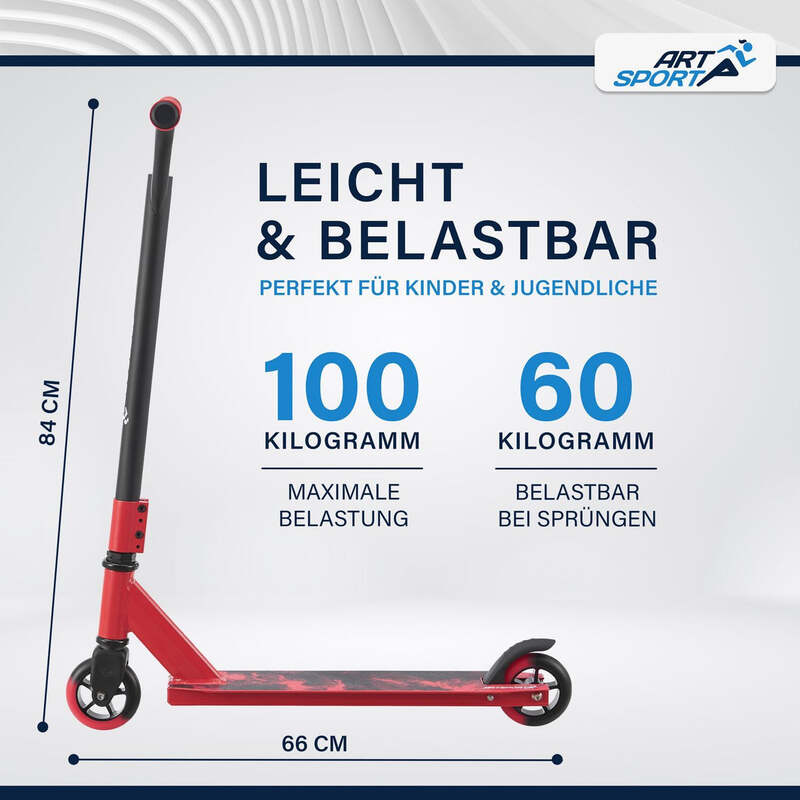 Stunt Scooter für Kinder Red Smoke Stunt Roller 100 mm Rollen 360° Lenker 100 kg - 4260565526346