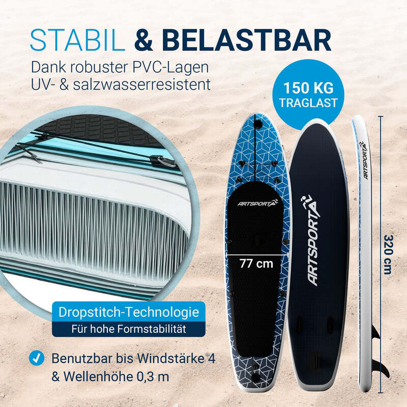 Stand Up Paddling Board Deep Ocean Blau mit Kajaksitz Action-Cam-Halterung - 4262437187358