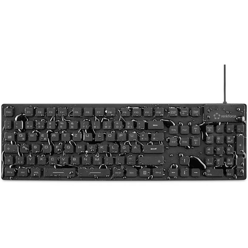Renkforce USB Tastatur QWERTZ Silikonmembran vollversiegelt IP68 schwarz 1,80m - 4053199571611
