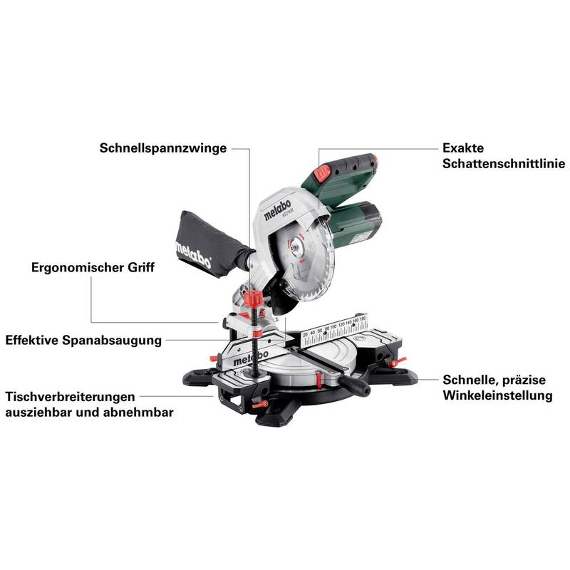 Metabo 610216000 Kappsäge 216 mm 30 mm 1100 W Säge Elektrowerkzeug Werkzeug - 4061792218178