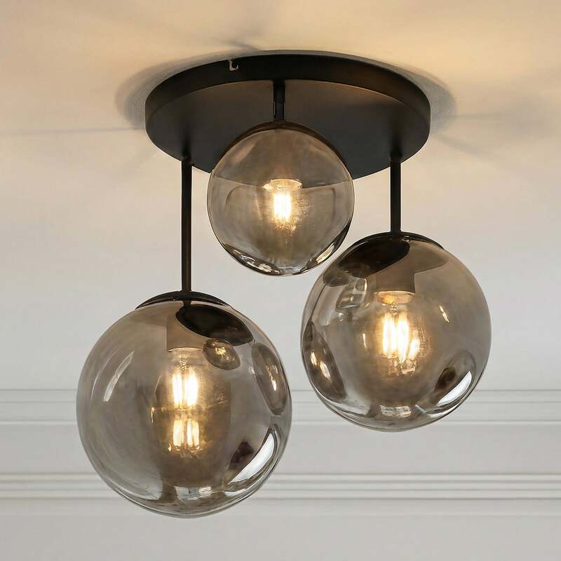 Lindby Teeja Deckenlampe Deckenleuchte Deckenlicht Lampe 3 Glaskugeln rauchg883 - 4251911746013